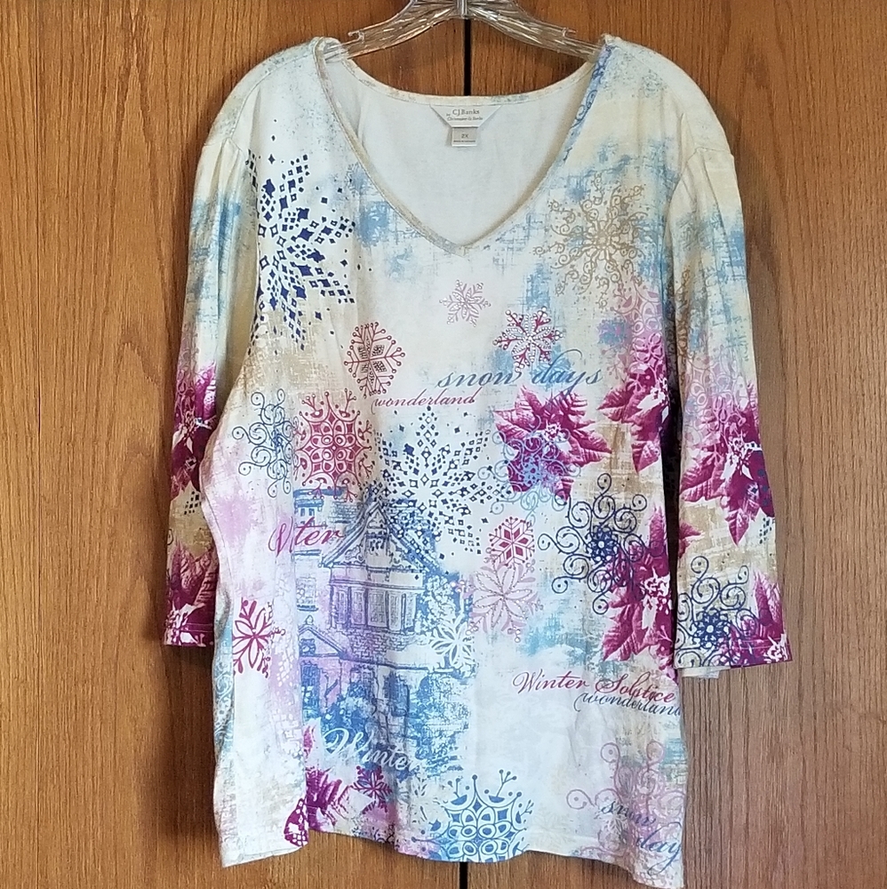 CJ Banks 2x holiday top